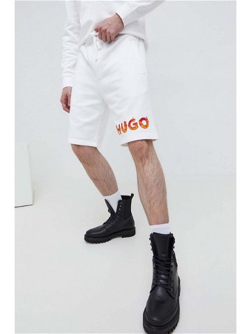 Bavlněné šortky HUGO bílá barva 50504826