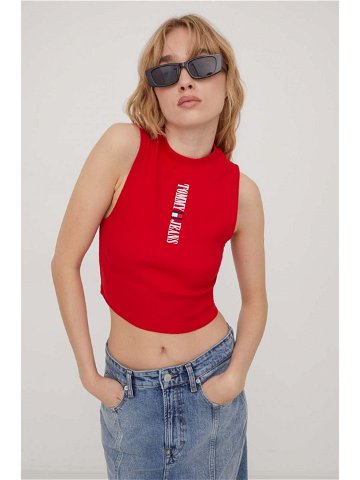 Top Tommy Jeans dámský červená barva