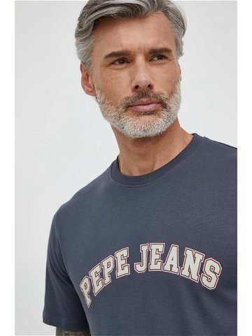 Bavlněné tričko Pepe Jeans šedá barva s potiskem
