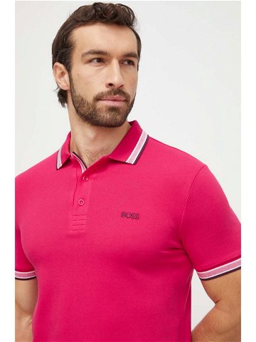 Bavlněné polo tričko Boss Green růžová barva 50469055