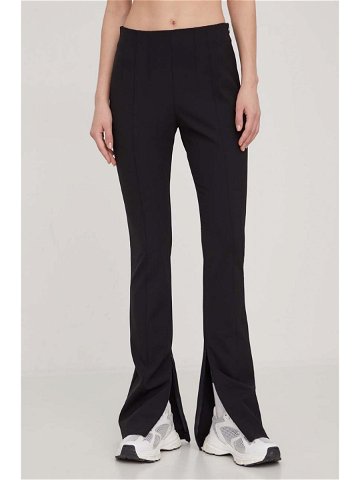 Kalhoty HUGO dámské černá barva přiléhavé high waist 50505373