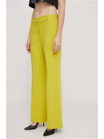 Kalhoty Dkny dámské žlutá barva široké high waist UK3PX024