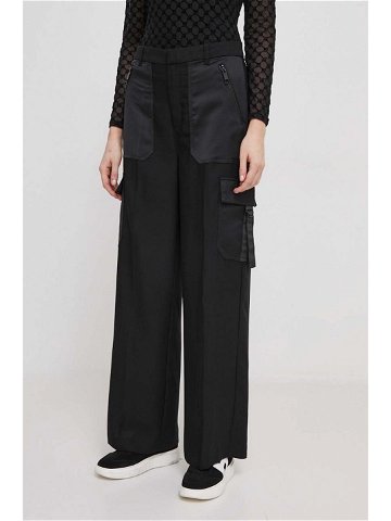 Kalhoty Dkny dámské černá barva široké high waist P3JKNV51