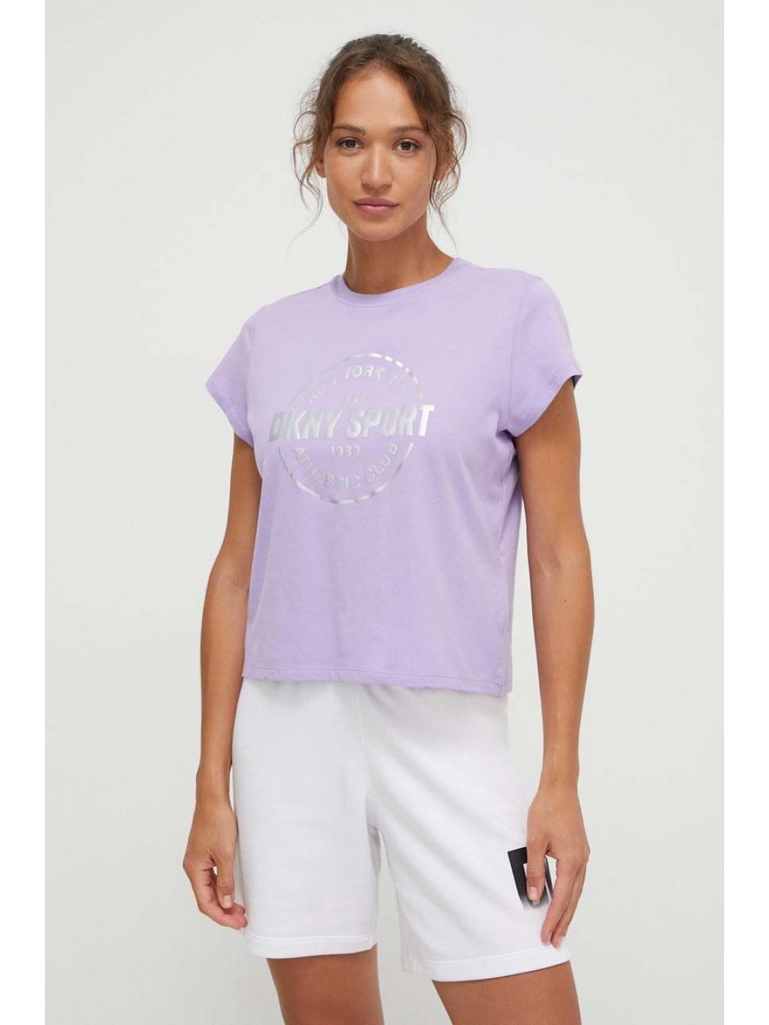 Bavlněné tričko Dkny fialová barva DP3T9563
