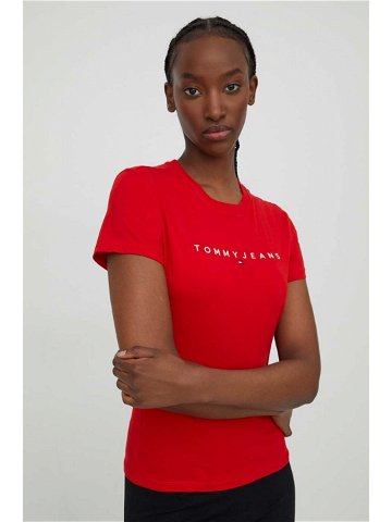 Bavlněné tričko Tommy Jeans červená barva DW0DW17361