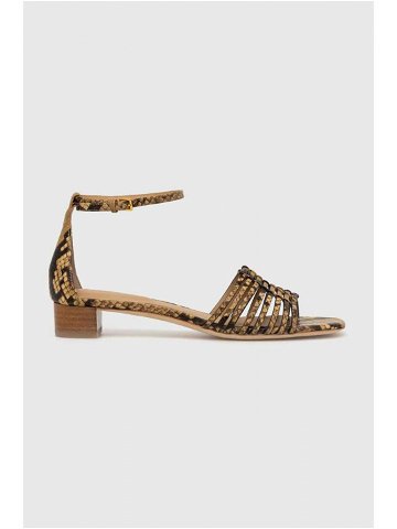 Kožené sandály Lauren Ralph Lauren Fionna dámské béžová barva 80292500000000000