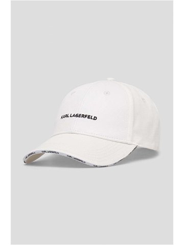 Bavlněná baseballová čepice Karl Lagerfeld bílá barva s aplikací