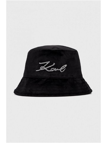 Velurový klobouk Karl Lagerfeld černá barva