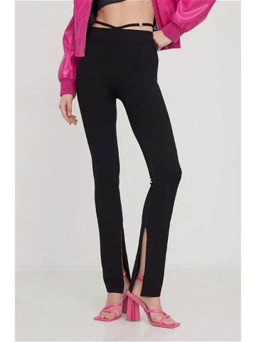 Kalhoty HUGO dámské černá barva jednoduché high waist 50508709