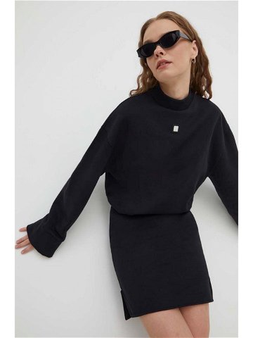Bavlněné šaty HUGO černá barva mini oversize 50505122