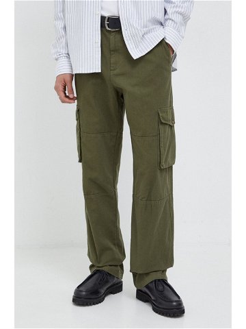 Bavlněné kalhoty Les Deux zelená barva jednoduché