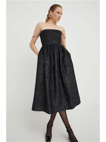 Šaty z vlněné směsi Stine Goya černá barva midi SG5576