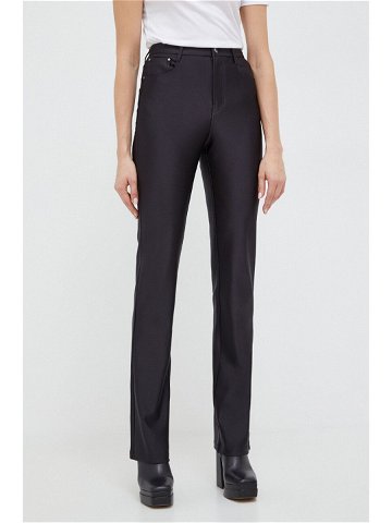 Kalhoty Guess dámské černá barva jednoduché high waist W4RA33 KC4C0
