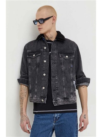 Džínová bunda Karl Lagerfeld Jeans pánská černá barva přechodná