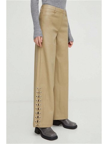 Kalhoty 2NDDAY dámské béžová barva široké high waist