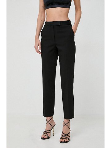 Kalhoty Ivy Oak dámské černá barva jednoduché high waist IO1100X5064