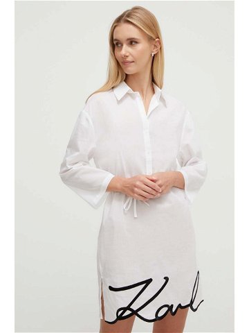 Bavlněné šaty Karl Lagerfeld bílá barva