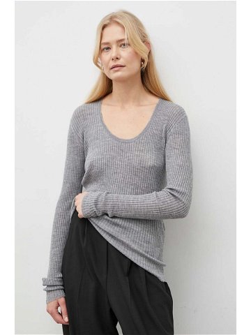 Vlněný svetr By Malene Birger dámský šedá barva lehký