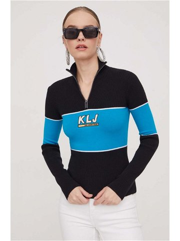 Svetr Karl Lagerfeld Jeans dámský černá barva s pologolfem