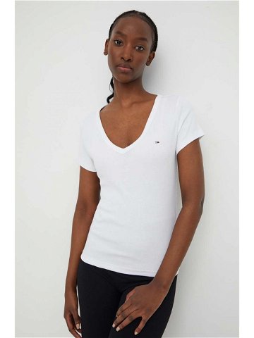 Tričko Tommy Jeans bílá barva DW0DW17385