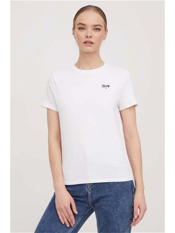 Bavlněné tričko Tommy Jeans bílá barva DW0DW17367