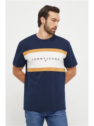 Bavlněné tričko Tommy Jeans tmavomodrá barva DM0DM18427