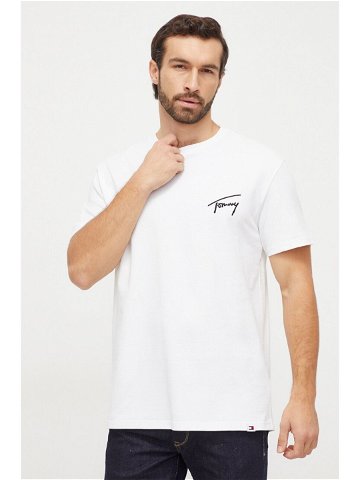 Bavlněné tričko Tommy Jeans bílá barva s aplikací
