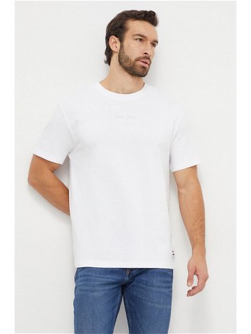Bavlněné tričko Tommy Jeans bílá barva s aplikací DM0DM18266