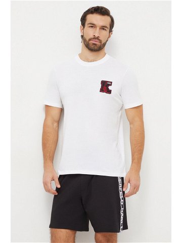Bavlněné tričko Karl Lagerfeld bílá barva s aplikací