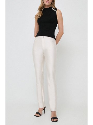 Kalhoty Guess CARLY dámské béžová barva jednoduché high waist W4RB60 KC4C0