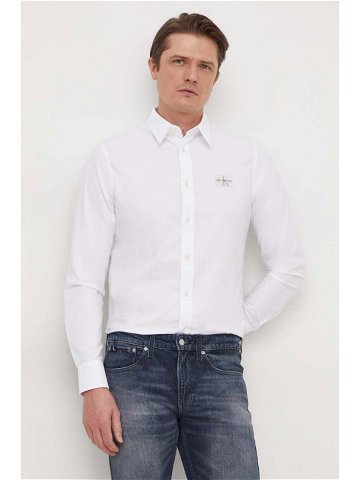 Košile Calvin Klein Jeans bílá barva regular s klasickým límcem
