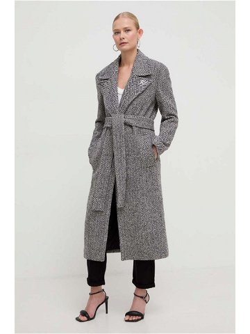 Vlněný kabát Karl Lagerfeld černá barva přechodný