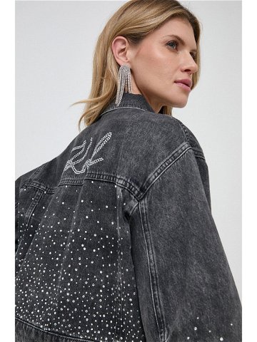Džínová bunda Karl Lagerfeld dámská šedá barva přechodná