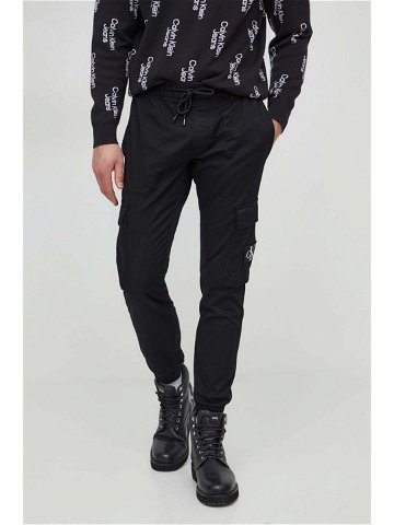 Kalhoty Calvin Klein Jeans pánské černá barva ve střihu cargo