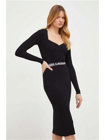 Šaty Karl Lagerfeld černá barva midi