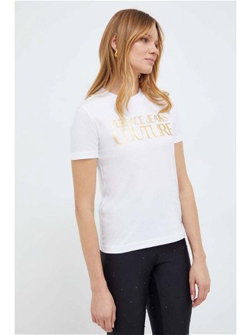 Bavlněné tričko Versace Jeans Couture bílá barva 76HAHT04 CJ00T