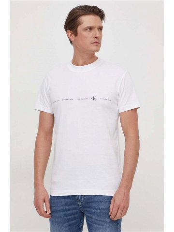 Bavlněné tričko Calvin Klein Jeans bílá barva s potiskem J30J324668