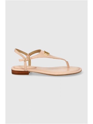 Kožené sandály Lauren Ralph Lauren Ellington dámské růžová barva 80285300000000000