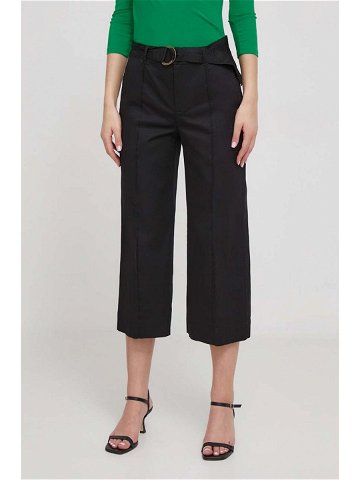 Kalhoty Lauren Ralph Lauren dámské černá barva široké high waist 200876606