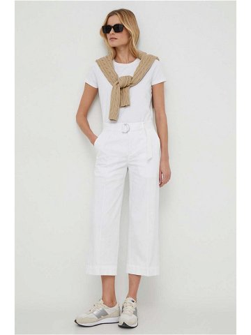 Kalhoty Lauren Ralph Lauren dámské bílá barva široké high waist