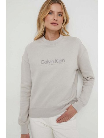 Mikina Calvin Klein dámská šedá barva s aplikací