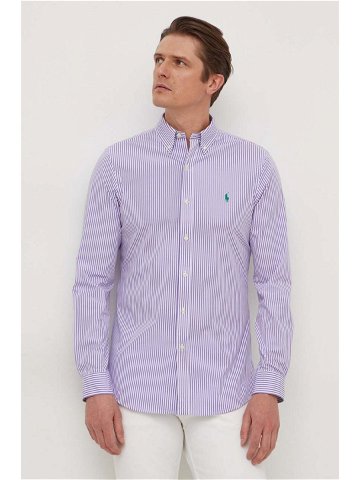 Košile Polo Ralph Lauren pánská fialová barva slim s límečkem button-down 710929344