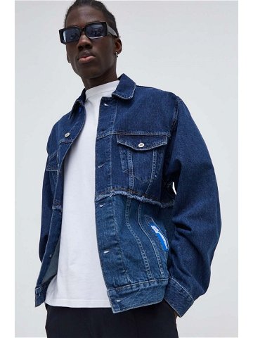 Džínová bunda Karl Lagerfeld Jeans pánská tmavomodrá barva přechodná oversize
