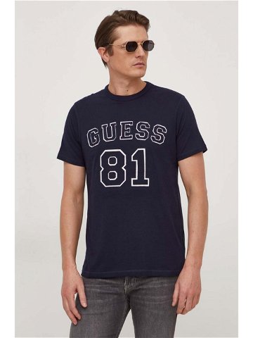 Bavlněné tričko Guess tmavomodrá barva s aplikací M4RI22 K8FQ4
