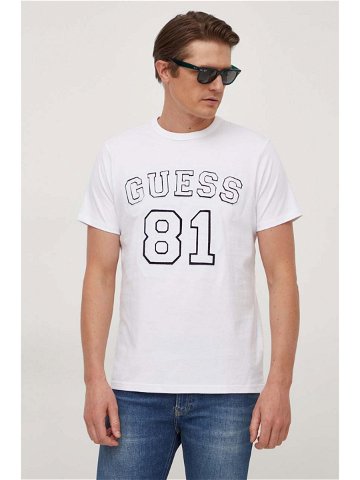 Bavlněné tričko Guess bílá barva s aplikací M4RI22 K8FQ4