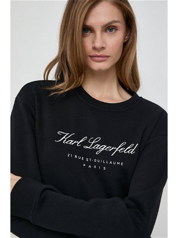 Mikina Karl Lagerfeld dámská černá barva s potiskem