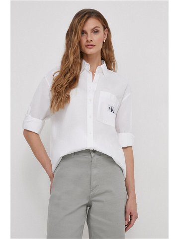 Košile Calvin Klein Jeans bílá barva relaxed s klasickým límcem J20J222610