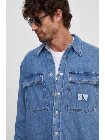 Džínová košile Calvin Klein Jeans pánská regular s klasickým límcem J30J324582
