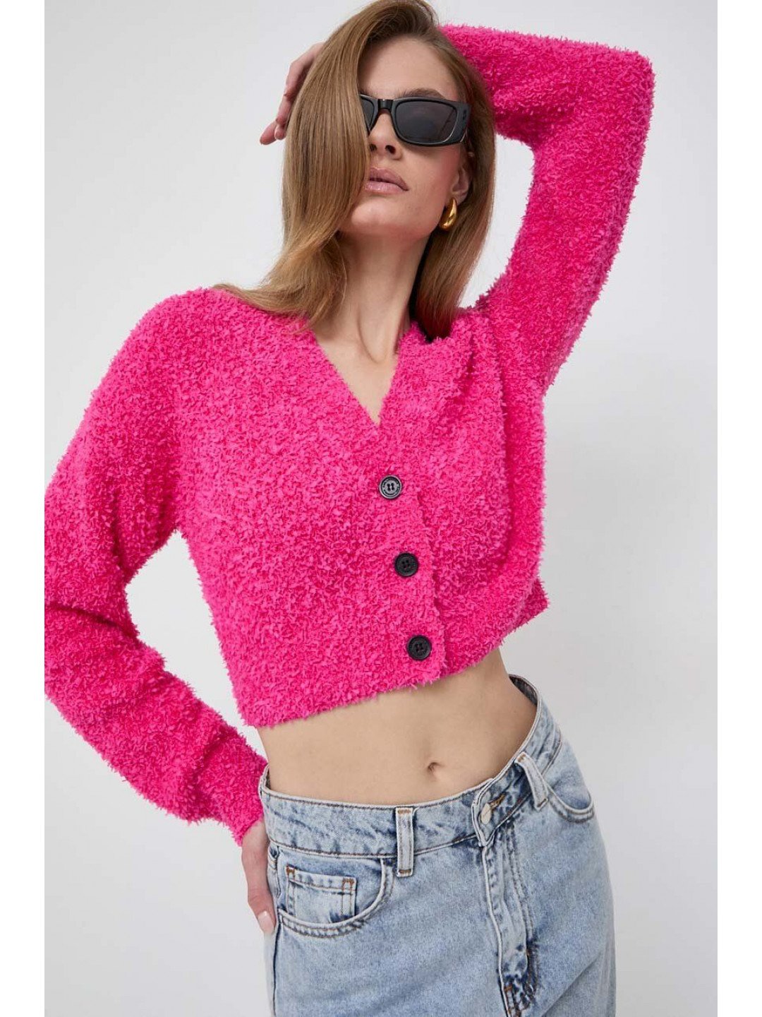 Kardigan Karl Lagerfeld dámský růžová barva