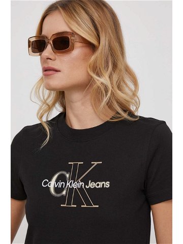 Bavlněné tričko Calvin Klein Jeans černá barva J20J222639